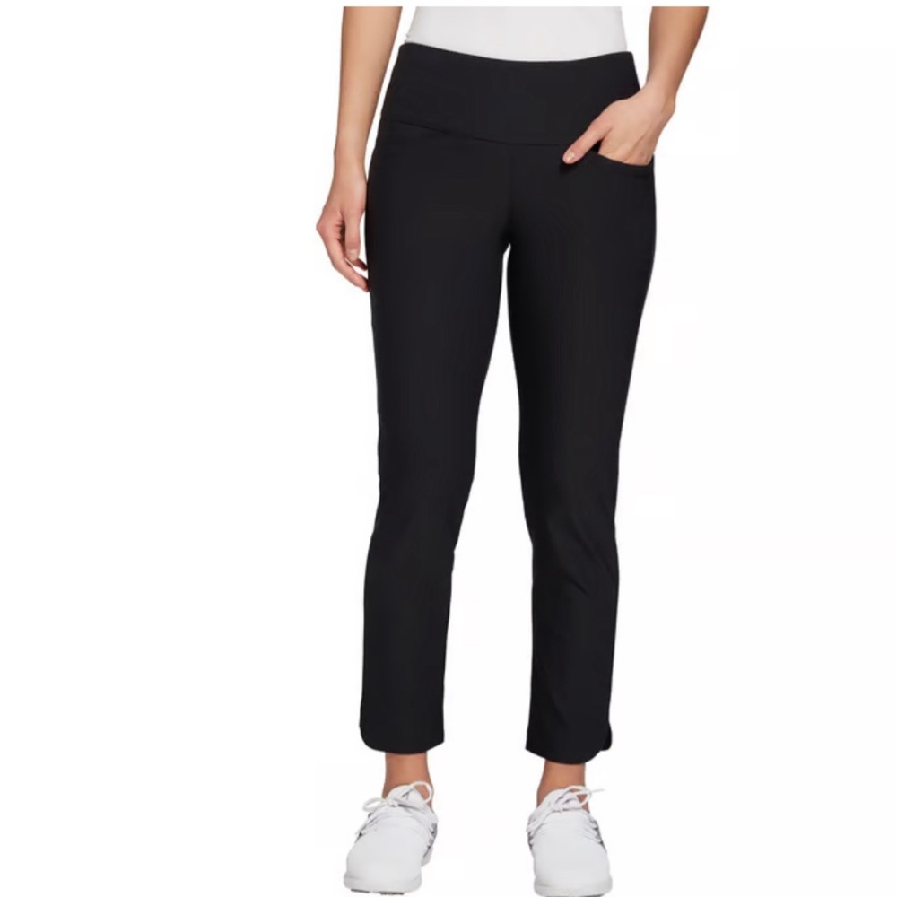 NWT LADY HAGEN PULL ON TUMMY CONTROL BLACK ANKLE PANTS SIZE XXL